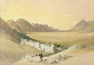 Het klooster van St. Catherine, Sinaïberg, kijkend naar de vlakte van het kampement, 21 februari 1839, plaat 116 uit Volume III van 